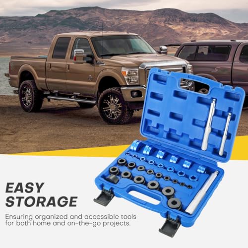 Image of 33PCS Bearing Press Kit | Bearing Race and Seal Driver Set with Metric SAE Adapters, Bushing Driver Set with 3 Knurled Handles for Seal Installation, Bearing Race and Bushing Drivers