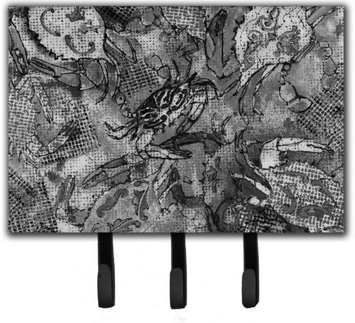 Grey Canvas Abstract Crabs Leash & Key Holder