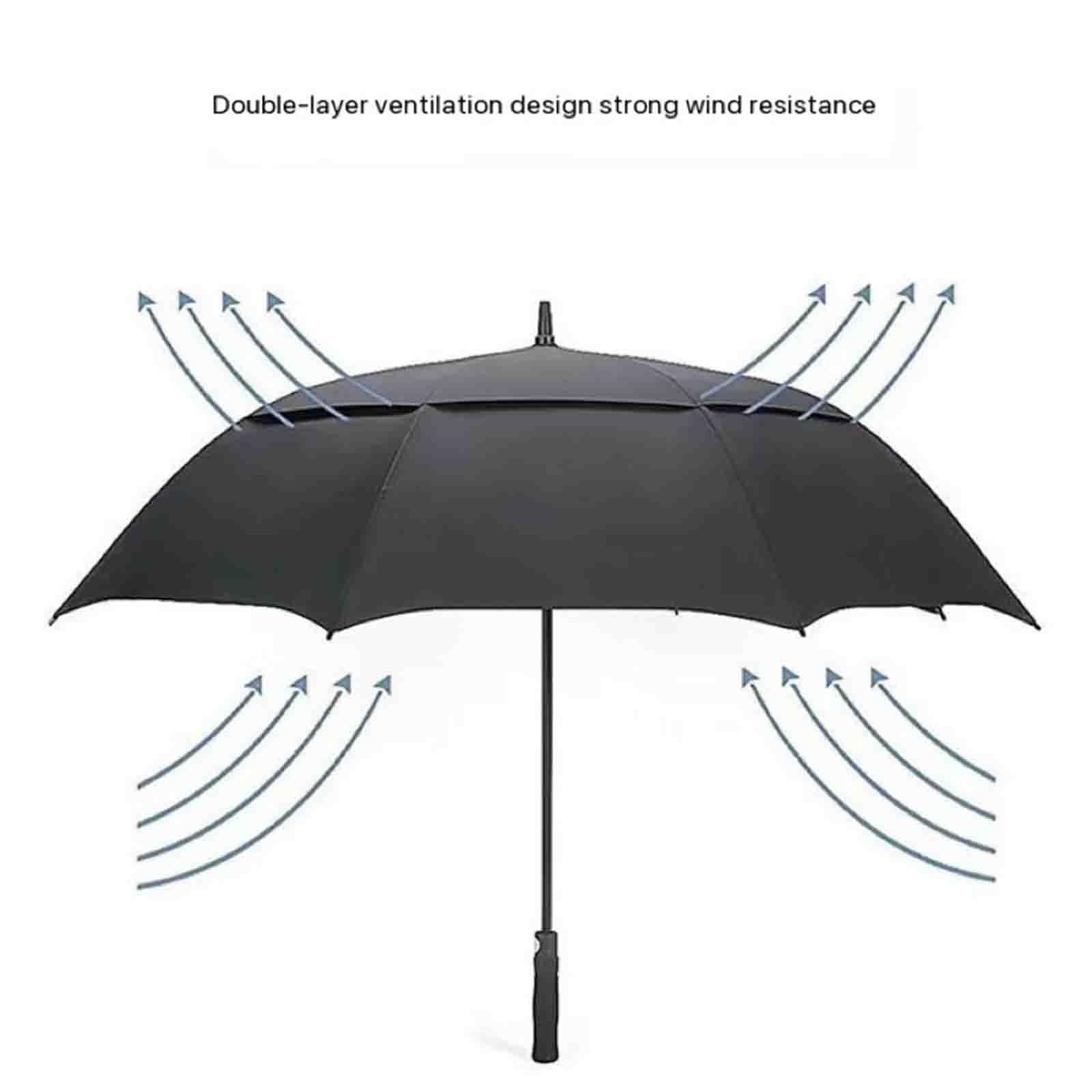 Prosty parasol 59-calowy bardzo duży parasol golfowy, ponadgabarytowy dwuwarstwowy parasol golfowy z pełnego włókna Automatyczny parasol z długim uchwytem Biznes (Blue)