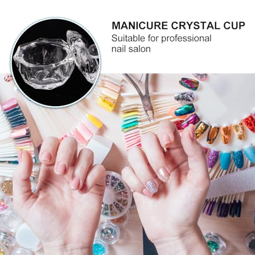 3 vasos de cristal para polvo de uñas con tapa miniatura 3