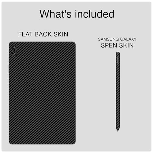 Image of Capes Tablet Skins Compatible with Samsung Galaxy Tab S9 FE Plus | Ultra-Thin Protective Film | Anti-Scratch Vinyl Decal Skin | Not Case /Cover (Carbon Fibre Black, Back Skin + S Pen Skin)