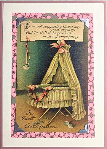 New Born Baby Girl Birth Greeting Cards - In Sweet Anticipation, Genuine Vintage 1909 Antique Original Postcards Unique