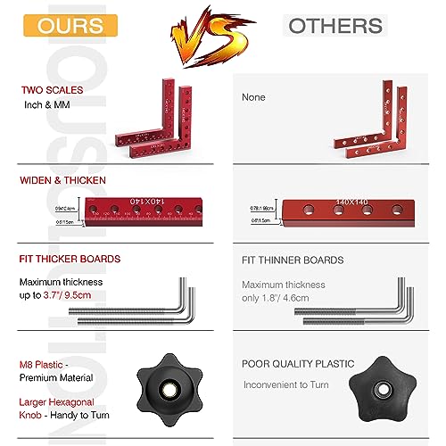 Housolution 90 Degree Positioning Squares Right Angle Clamps 5.5" x 5.5"(14 x 14cm) Aluminum Alloy Corner Clamps for Woodworking Tools Wood Clamps for Picture Frame Box Cabinets Drawers (4pack) - Image 2