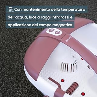 Beurer FB 35 Pediluvio con Idromassaggio Plantare e Filtro per Aromaterapia, Applicazione magnetica a 16 calamite e pedicure, Luce a Raggi Infrarossi, Mantenimento temperatura, adatto fino al 44