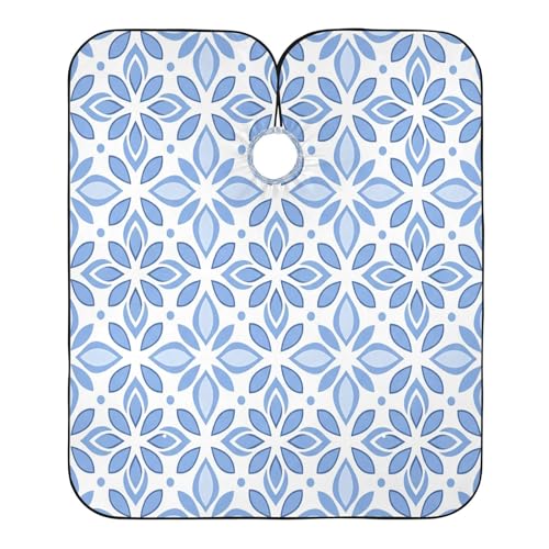 Capa impermeable profesional para corte de cabello azul floral miniatura 2