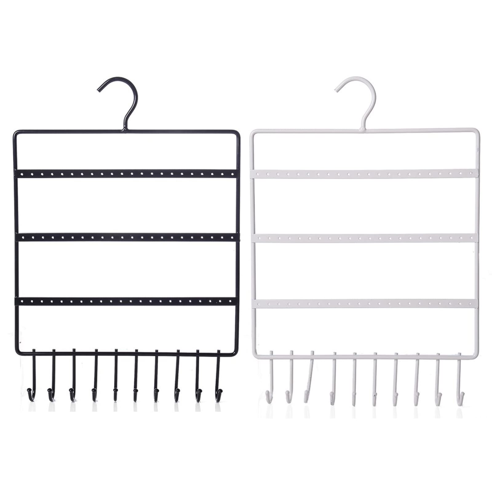 Wand Schmuckregal Aufhängen von Ohrringen, Eisen geschmiedet, mit 10 Haken, Schmuck Organizer zur Präsentation von Armbändern, Halsketten, Ringen, Wand und Tür Hänge Organizer, schwarz weißer