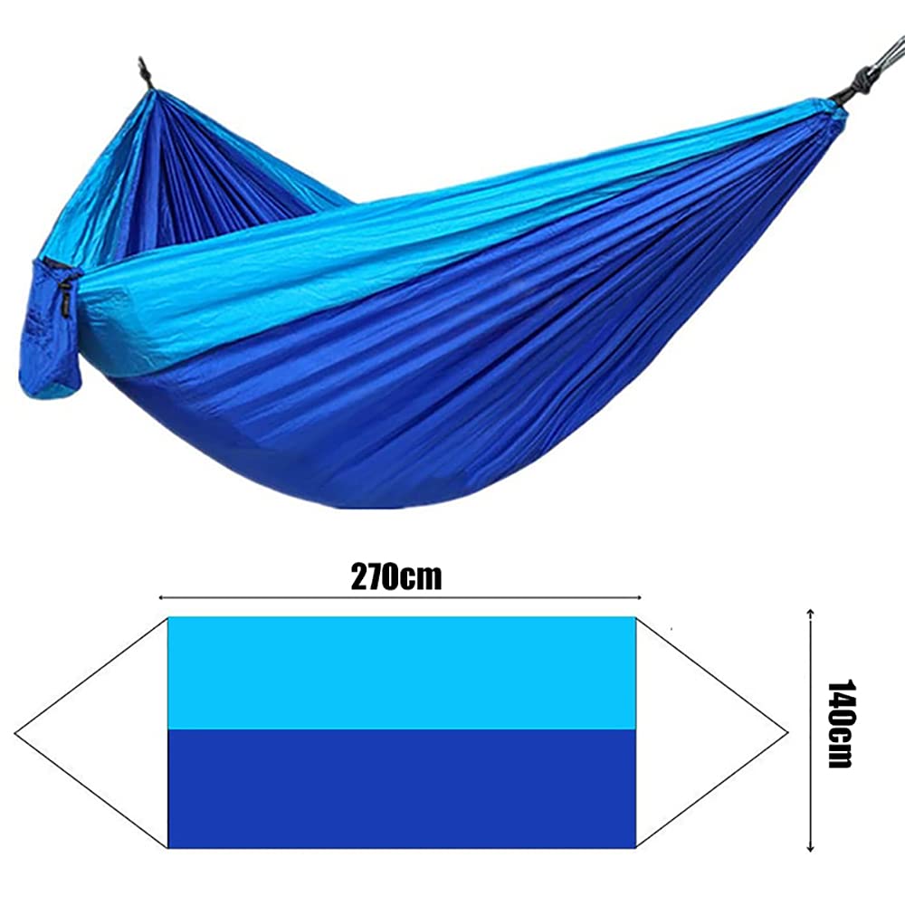 TopHomer Hamaca de camping ligera para exteriores, color verde y gris, 270 x 140 cm, hamaca de nailon portátil para 2 personas