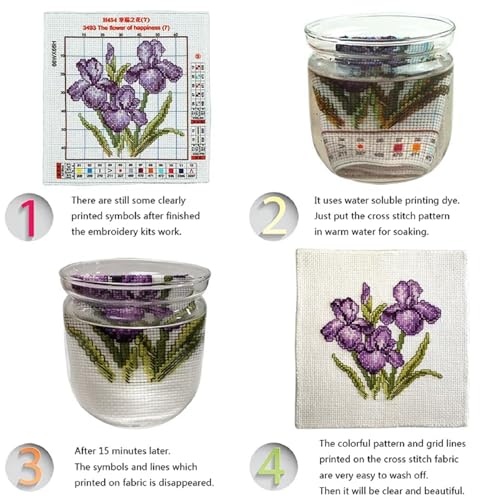 Image of Magxvouy Cross Stitch Kits Stamped Full Range of Embroidery Kits,Cross Stitch Patterns Needlework Kits for Beginners 11CT Printed Kits&Colorful Tiger 16x20 inch