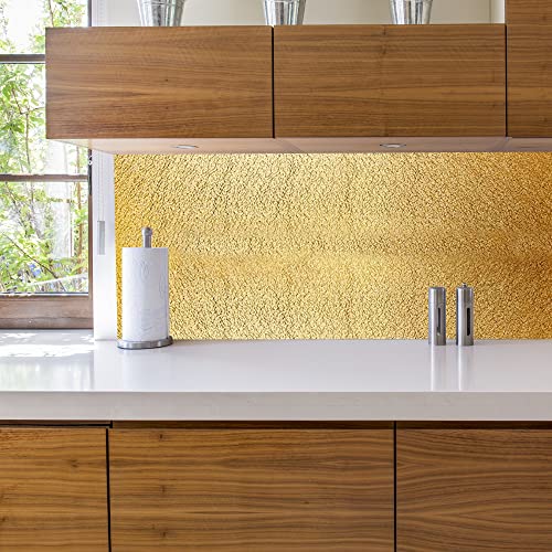 Kitchen Backsplash Wallpaper, 15.7'' x 196.8'' Aluminum foil Stickers Contact Paper, Self-Adhesive Oil Proof Heat Resistant Wall Sticker for Countertop Drawer Shelf Liners (Gold) Kitchen Backsplash Wallpaper, 15.7'' x 196.8'' Aluminum foil Stickers Contact Paper, Self-Adhesive Oil Proof Heat Resistant Wall Sticker for Countertop Drawer Shelf Liners (Gold)
