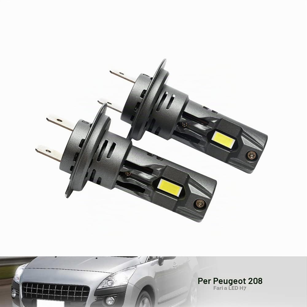 Lampadine per fari a LED H7 per Peugeot 207 208 2008 308 3008 206 408 4008 5008 Lampadine a LED H7 per auto Peugeot 208 Luce anabbagliante 6500K Faro a LED bianco H7 Mini formato