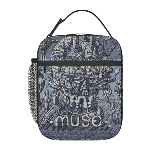WEIXNCXCJ Bolsa de Almuerzo aislada Personalizada M-Muses Band Poster para Acampar Viajar Comida Nevera térmica portátil de Metal Pesado Caja Bento para niños