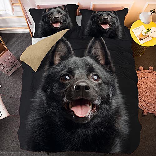 ZAHOCAI Bettwäsche 135x200 Schwarzer Schipperke + 2 Kopfkissenbezug 80x80...