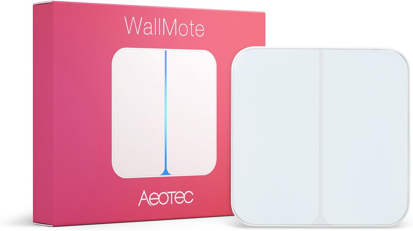 Aeotec WallMote, Z-Wave Plus wireless wall switch, 2 button, 8 scene remote control