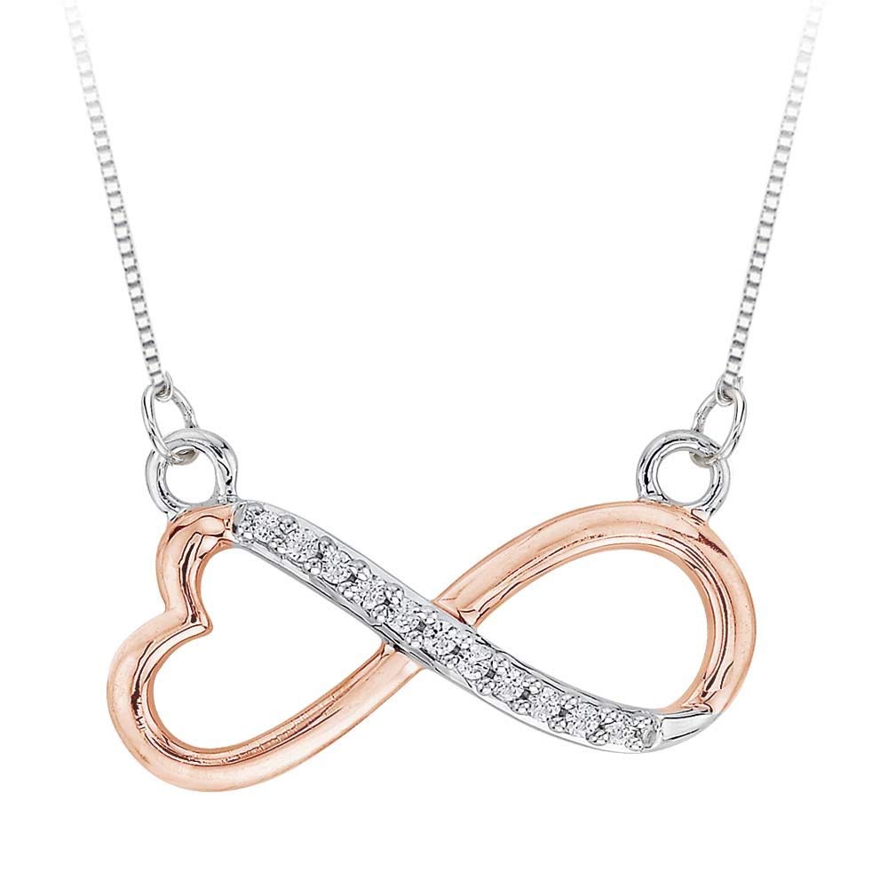 KATARINA Heart Shaped Infinity Diamond Pendant Necklace in Two Tone Sterling Silver (0.05 cttw)