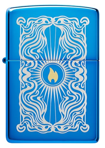 Encendedor Zippo diseño flame elegante azul miniatura 2