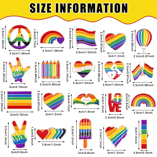 Image of Giegxin 40 Pcs Rainbow Pride Pins Bulk LGBT Lapel Pins Gay Heart Flag Brooch for Clothes Bags Accessories Gifts