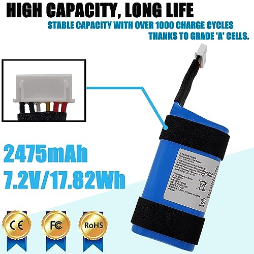 LAQUEENA SUN-INTE-265 2475mAh Battery Compatible with JBL PartyBox On-The-Go Waterproof Bluetooth Speaker with Tools Battery Part NO PartyBox On The Go