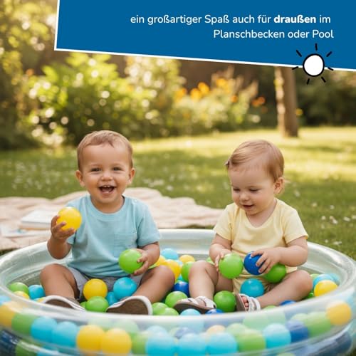 alldoro 60382 Bällebad Bälle 100 Stück, Ø 6 cm, Bunte Spielbälle aus Kunststoff in Netztragetasche, für Kinder ab 10 Monaten