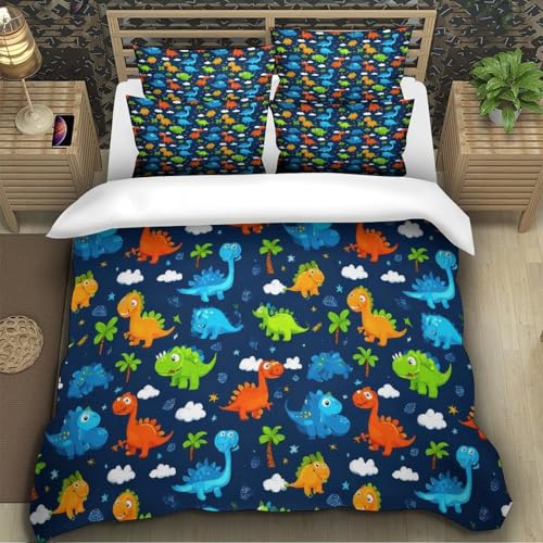 Linge de lit dinosaure double avec housse de couette respirante 3D