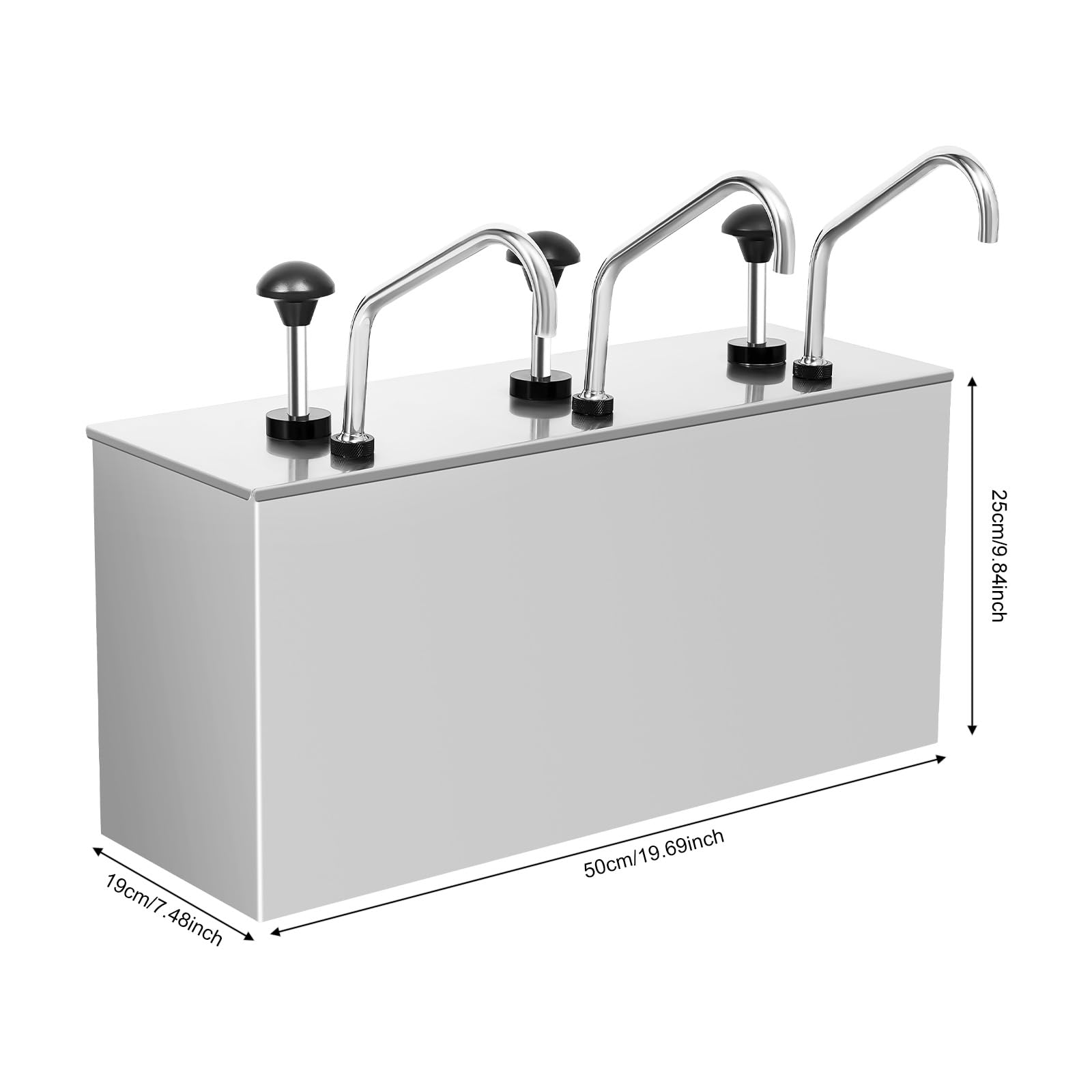 Dispensador de bomba de salsa 3 × 4 L, dispensador de salsas, acero inoxidable, dispensador de bomba, dispensador de mostaza, dispensador para salsa de soja, vinagre, mostaza, 50 x 19 x 25 cm