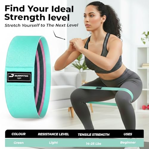 Image of Fabric Resistance(Light) for Women & Men, Non-Slip Hip Bands for Glutes, Legs & Squats, Exercise Booty Bands for Workout, Stretching, Toning, Home Gym Fitness, Yoga & Pilates