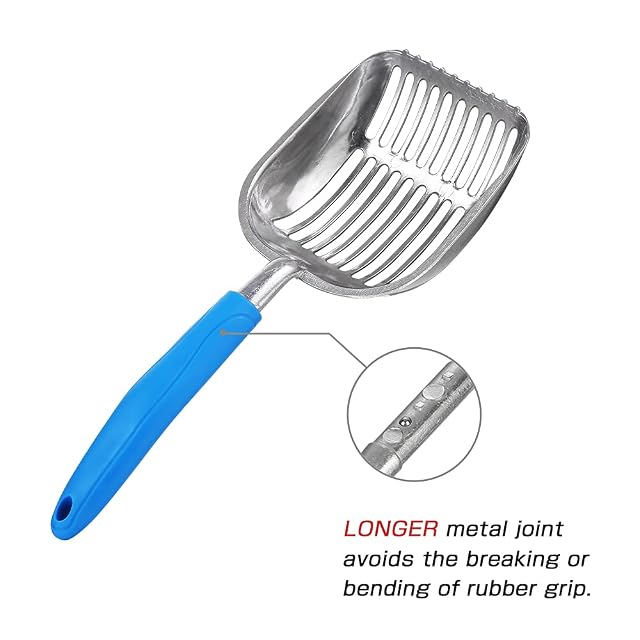 Foto 5 de 6 de Chi-buy La última actualización de metal para gatos pala de arena pulida, mango azul