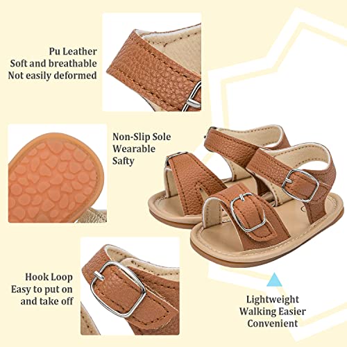 Image of Babelvit Infant Baby Girl Boy Sandals Comfort Premium Summer Outdoor Casual Beach Shoes with Flower Bowknot Anti Slip Rubber Sole Newborn Toddler Prewalker First Walking Shoes