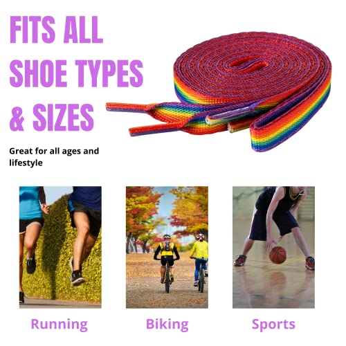 Rainbow Striped Shoe Laces - Brightly Colored Rainbow Laces For Shoes & Sneakers - Wear At Gay Pride Parades & Events #TOP6