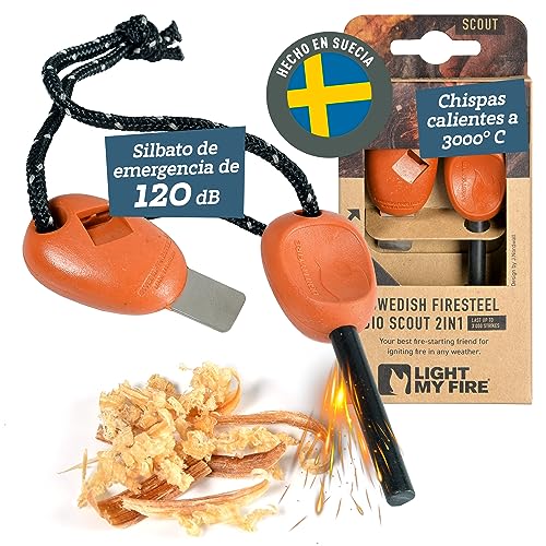 Light My Fire Pedernal de Supervivencia Profesional Scout– Herramienta Encendedor Ferrocerio para Kit de Supervivencia – Encendedor de Acampada de Magnesio y Acero 2 en 1 – 3000 Encendidos