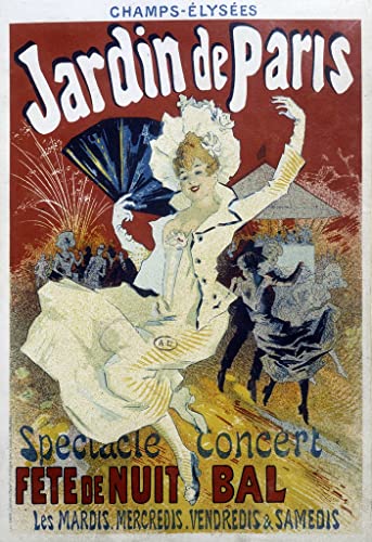 Cuadro sobre lienzo Jardin De Paris cartel retro de Jules Cheret para decoracion 60x90cm