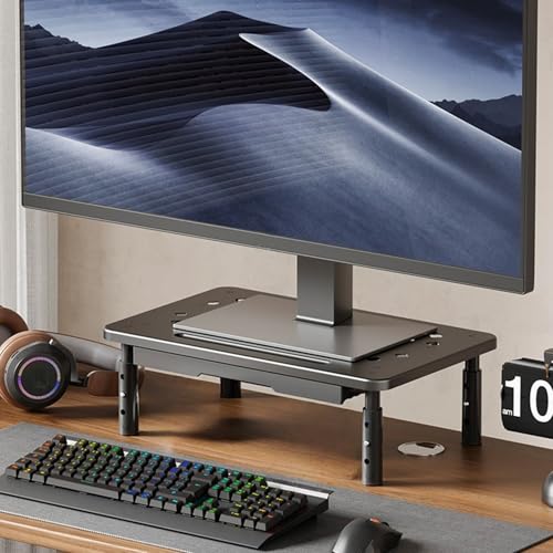 Support de moniteur réglable en métal avec rangement pour bureau - 3