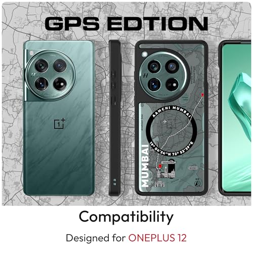 Image of KAPAVER Mag-X Back Cover Case Compatible with OnePlus 12 5G (PC+TPU) (GPS Mumbai), Black