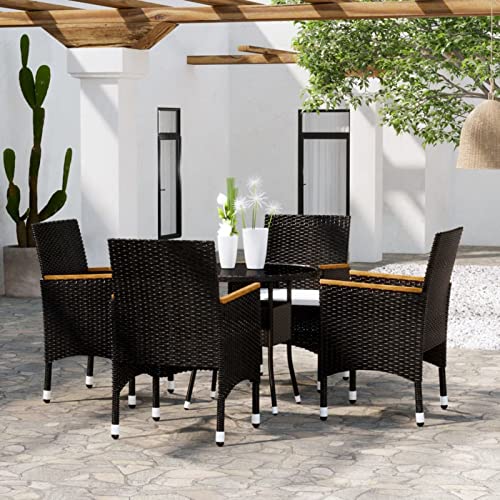 ZEYUAN Juego de Comedor para jardín 5 Piezas, Conjunto Mesa Y Sillas Jardin, Mesa Y Sillas Terraza, Conjuntos De Muebles De Jardín, Muebles Jardin Exterior, ratán sintético Negro