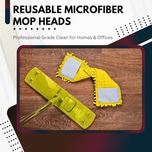 Image of Green Direct Washable Microfiber Mop Head (3 Pack) - Microfiber Replacement Mop Pads 16 x 5.5 Inches for Cleaning of Wet or Dry Floors - Professional Home /Office Cleaning Supplies, Yellow