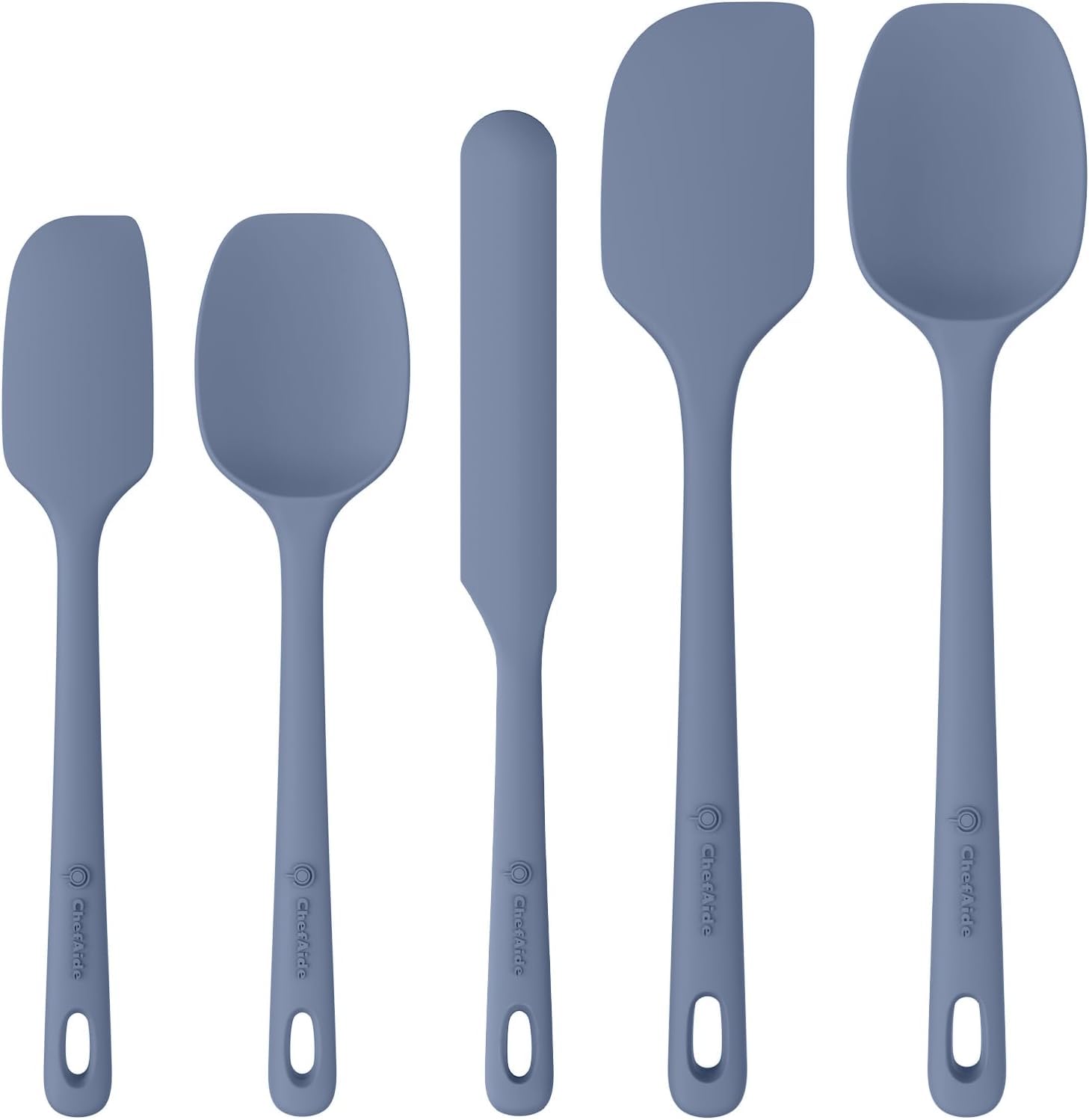 ChefAide 5 Pieces Silicone Spatulas Set, Heat Resistant Rubber Spatula