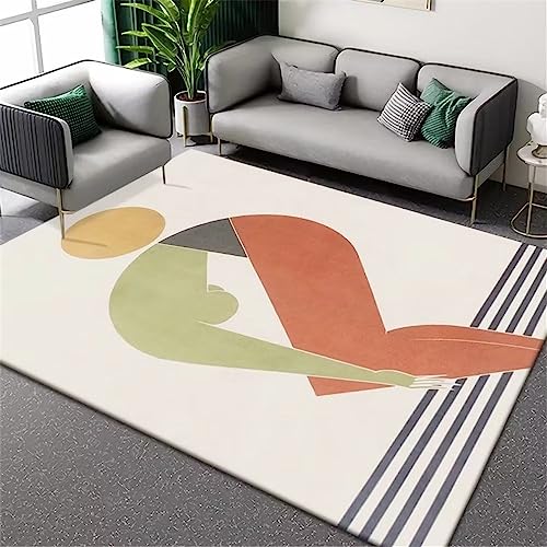 Tapis de chambre douillet et salon brun géométrique abstrait 120x180cm