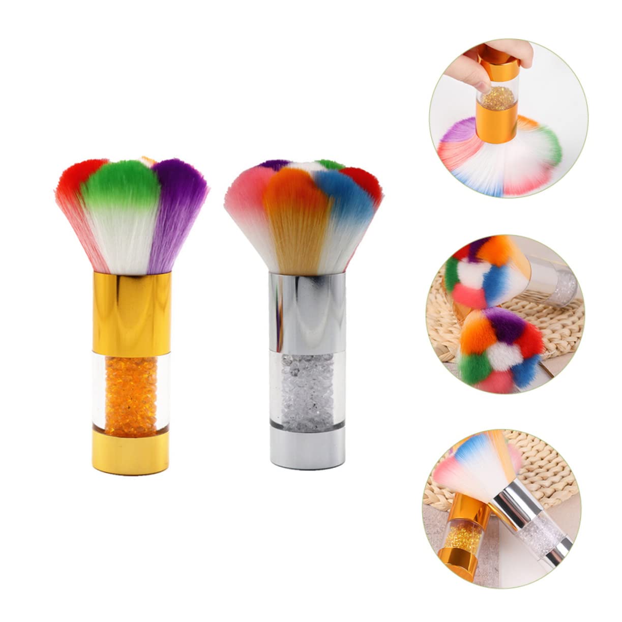 Baluue 6stücke Nagelstaubbürsten Kosmetikpinsel Für Make-up Und Maniküre Weiche Borsten Für Blush Und Nagelreinigung Für Professionelle Und Private Anwendungen Silberne Und Goldene