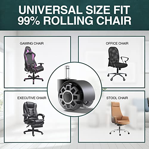 Office Chair Wheels Replacement 2 Inch Heavy Duty Rubber Chair Casters Universal Size Wheels For Office Chair Smooth Safe Rolling For All Floors Set Of 5 #TOP5