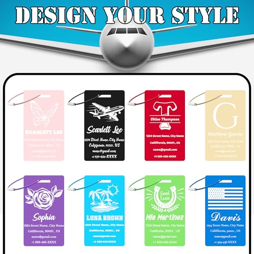 4 PCS Personalized Luggage Tags for Suitcases, Custom Aluminum Luggage Tags for Bags and Backpacks, Waterproof & Heavy Duty Personalized Metal Name Tags for Travel (Black)3