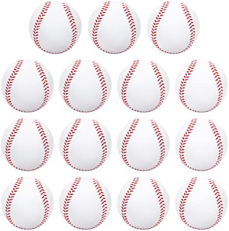 Heylcm Soft Baseballs 9 Inch, 15 Pcs Foam Baseballs Batting Practice Hitting Training Softballs Colored Baseballs with Drawstring Bag for Indoor Outdoor Kids Teenager (White)