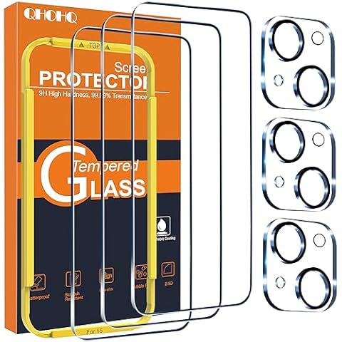QHOHQ Verre Trempé iPhone 15 Cover