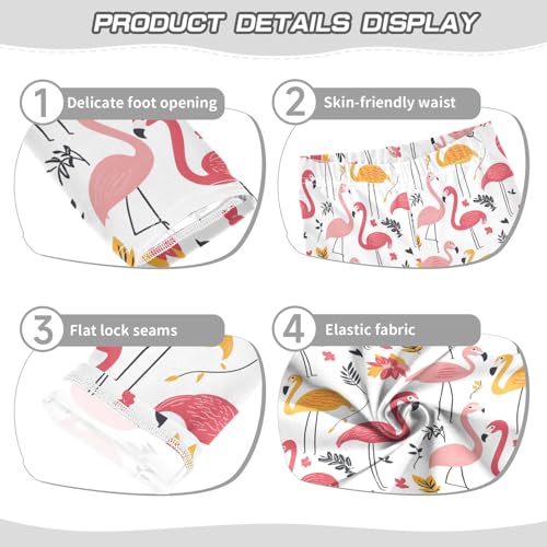 Flamingo Leaf Pattern Girls Leggings Kids Yoga Pants Athletic Tights Pants 4-10 Years3