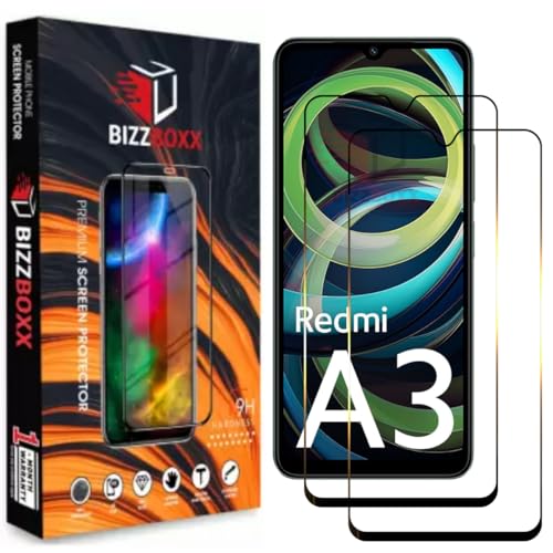 Image of Premium Screen Protector | Redmi A3 | Tempered Glass Guard | Anti Static | Full Screen Coverage-Edge to Edge | 9H Hardness | With Easy Installation Kit (Pack of 2)