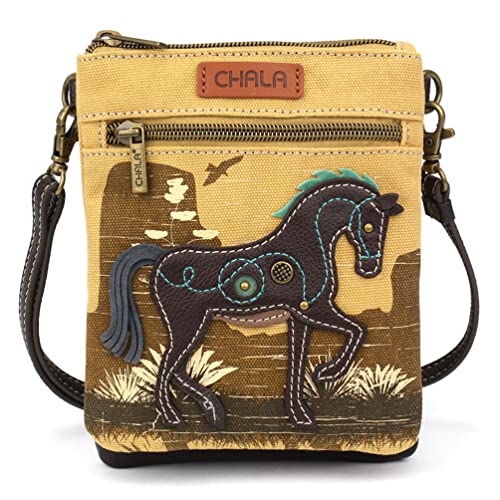 Image of CHALA Double Pocket Xbody Women RFID Protected Canvas Crossody Purse with Adjustable Strap | Double Pocket
