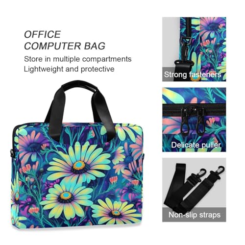 Maletín bandolera floral para laptop 13-16 in miniatura 4