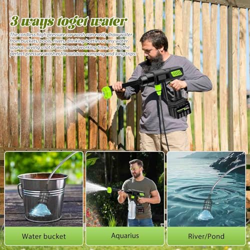 6-in-1 Cordless Pressure Washer 21V, 60 Bar Portable Car Washing Kit with 2 PCS Battery, Foam Pot & 5m Hose, for Car, Fence, Floor, Garden Cleaning for Car/Floor/Garden (C-1 Battery) 6 6-in-1 Cordless Pressure Washer 21V, 60 Bar Portable Car Washing Kit with 2 PCS Battery, Foam Pot & 5m Hose, for Car, Fence, Floor, Garden Cleaning for Car/Floor/Garden (C-1 Battery) - Image 6