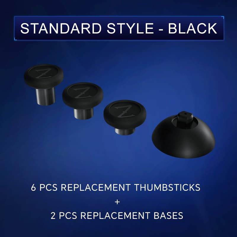 ZD Gaming C-Type Thumb Grip Replacement Kit, Standard/FPS/Arcade Joystick Caps with Replacement Bases, Non-Slip, Compatible with Xbox Series/Astro C40/8BitDo Controllers, Enhanced Precision for E-Sports Gaming & All Game Modes (Standard Style)-Black