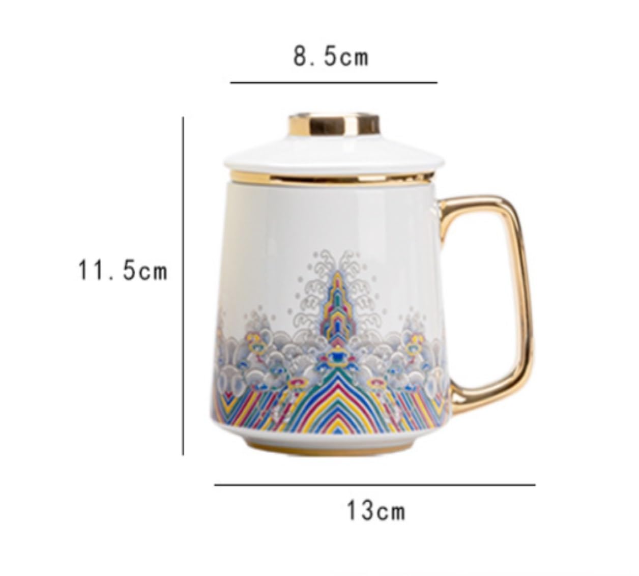 Tazze Colazione Tazze Tazze Da Caffè In Ceramica Da 13,5 Once Tazze Da Caffè In Ceramica Con Motivo Tradizionale In Stile Palazzo Cinese E Manico Dorato Tazze Cappuccino Tazze da The Tazze(Blue)