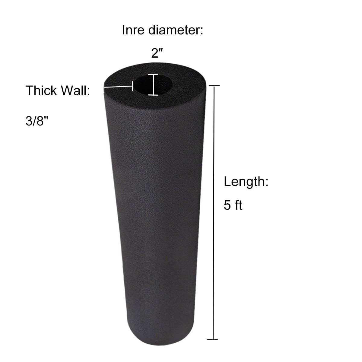 Tubo isolante in schiuma da 1 cm, diametro interno flessibile da 0,6 cm a 5,1 cm, insonorizzato e antiurto, lungo 1,5 m, 1 confezione (ID 2 "x T 1 cm)