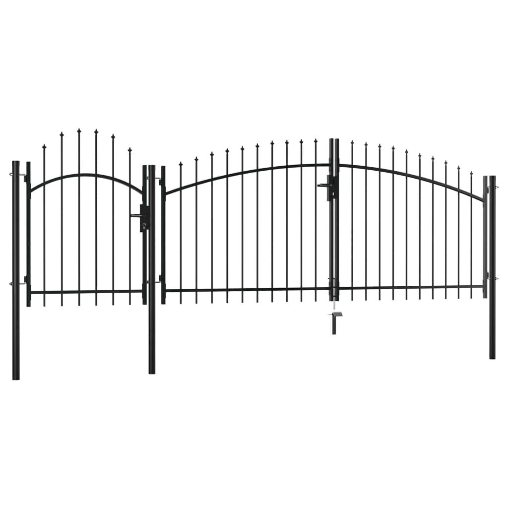 Tidyard Cancello da Giardino per Recinzione in Acciaio Nero,2,25x4 m,Cancello Singolo+Cancello Doppia Battente da Giardino Esterno,Cancello in Metallo,Cancello in Acciaio,Cancello da Esterno